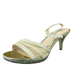Nina Glitter Women Slingback Sandal Shoes Size 9.5 Medium Gold Synthetic